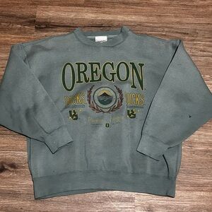 Vtg Oregon Ducks Olive Crewneck